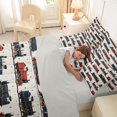 thumbnail image 5 of Manfei Toy Train 7pcs Queen Bedding,Cartoon Boys Art Bedding Comforter Set Queen,Red Blue,Light Gray Reversible, 5 of 7