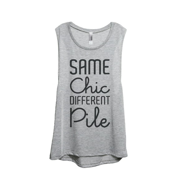 Thread Tank Same Chic Different Pile Women's Sleeveless Muscle Tank Top Sport Grey Large
