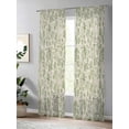 thumbnail image 4 of Vintage Wallpaper Sheer Curtains 2 Panels Set Green Leaf Flower Plants Texture Lihgt Filtering Rod Pocket Voile Drape, Semi Sheer Window Curtains for Bedroom Living Room, 52"x84", 4 of 5
