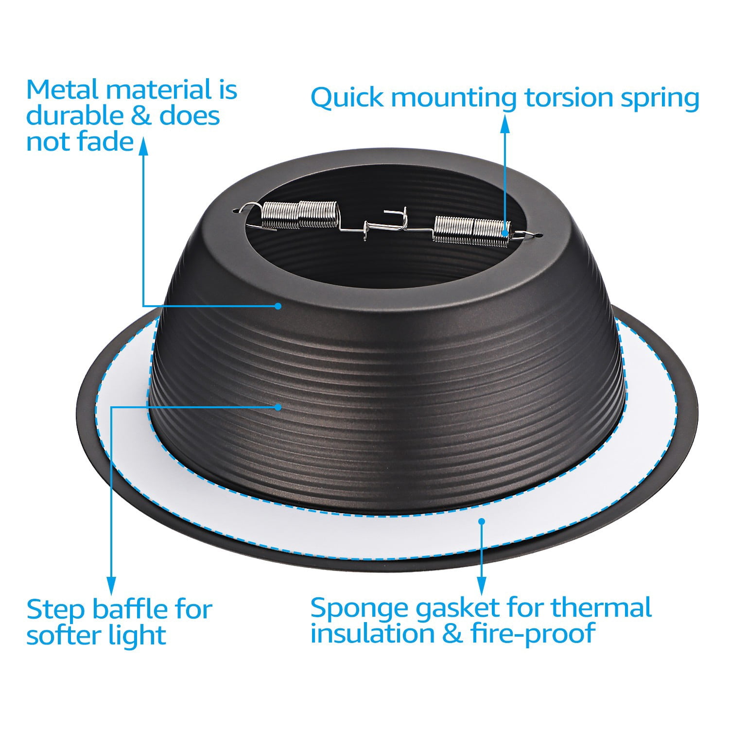 12 Pack 6 Inch Recessed Can Light Trim, Oil Rubbed Bronze Metal Step Baffle with Iron Ring, Fit Halo & Juno Remodel Recessed Housing, for PAR30, PAR38, BR30, BR40 Light Bulb