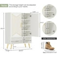 thumbnail image 2 of Tribesigns Shoe Cabinet with Doors, 25 Pairs Shoe Storage Cabinet with Adjustable Shelves, 6-Tier Wooden Shoes Organizer Rack for Entryway, Hallway, Closet(White/Gold), 2 of 5