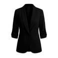 thumbnail image 6 of Mifsaly Summer Blazers for Women Lightweight Hawl Collar Ruched 3/4 Sleeve Blazer Jackets Open Front Work Office Business Casual Suit Jacket Black,M, 6 of 8