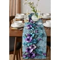 thumbnail image 4 of Purple Flower Spring Table Runner Cotton Linen 36 Inch Holiday Dresser Scarves,Blue Vintage Mottled Walls Retro Tablerunner for Kitchen Coffee Dining Bedroom Living Room Dinner Scarf Décor 13''x36'', 4 of 9