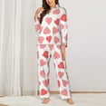 thumbnail image 2 of Yiaed Pink Hearts1 Print Pajamas Women's Long Sleeve Sleepwear Soft Button Down Loungewear Pjs Lounge Set Nightwear Womens Pajama Pants-, 2 of 7