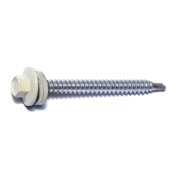 #10-14 x 2" Beige Painted Steel Hex Washer Head Pole Barn Self-Drilling Screws SSHW-148