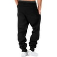 thumbnail image 5 of BiZtdJrK Men Solid Sweatpants Drawstring Elastic Waist Casual Fall Jogger Pants Loose Fit Lounge Trousers with Pockets Black XL, 5 of 10