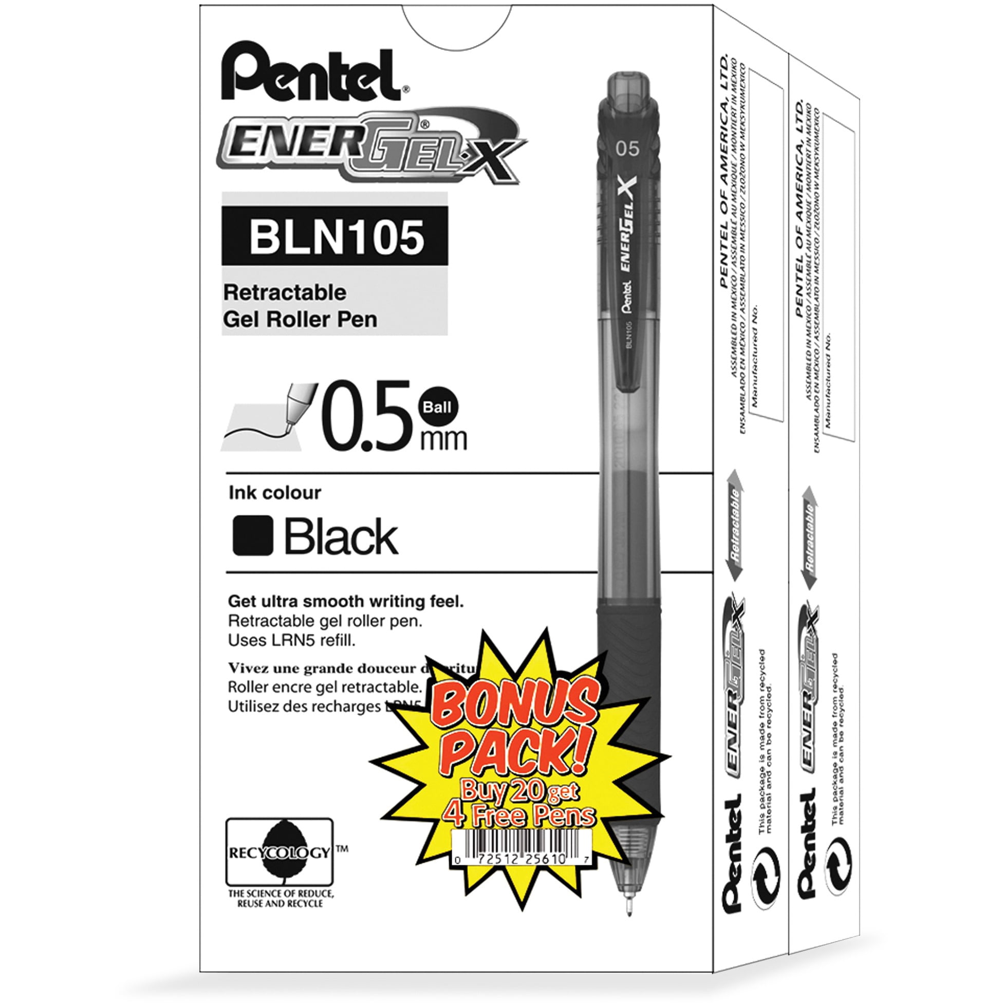 Pentel EnerGelX Retractable Gel Pens, 24 / Pack (Quantity) Walmart
