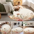 thumbnail image 6 of Round Area Rug 4ft, Fall Floral Eucalyptus Country Non-Shedding Washable Area Rug, Autumn Wild Flower Leaves Non Slip Low-Profile Circle Rugs for Living Room, Bedroom Dining Room, 6 of 9