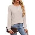 thumbnail image 2 of XIEERDUO Womens Sweaters Lightweight Henley Neck Button Up Long Sleeve Shirt Tops, 2 of 5