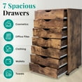 thumbnail image 3 of Debbie 7-Drawer Office Storage File Cabinet on Wheels, Mobile Under Desk Filing Drawer Unit, Craft Storage Organization for Home, Office Rustic Brown, 3 of 10