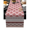 thumbnail image 2 of Red Boho Cotton Linen Table Runner 16 x 72 inch Geometric Stripes Middle Century Plaid Non-slip Rectangular Dining Table Decor for Wedding Party Holiday Dinner, 2 of 8