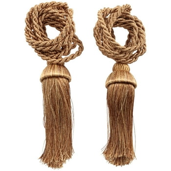 Mainstays Ivory/Gold Rope Tassel Curtain Tiebacks (2 Pack)