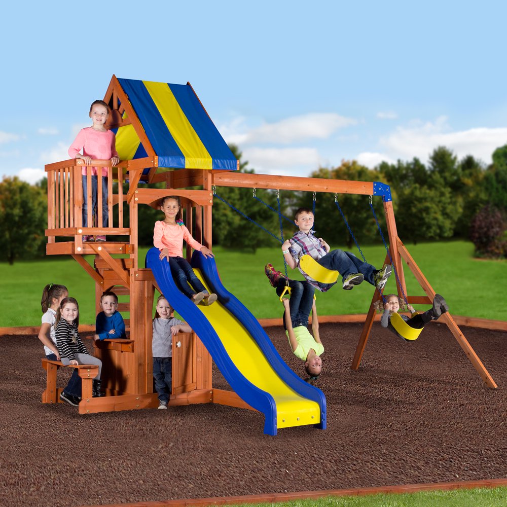 Backyard Discovery Peninsula Wooden Swing Set