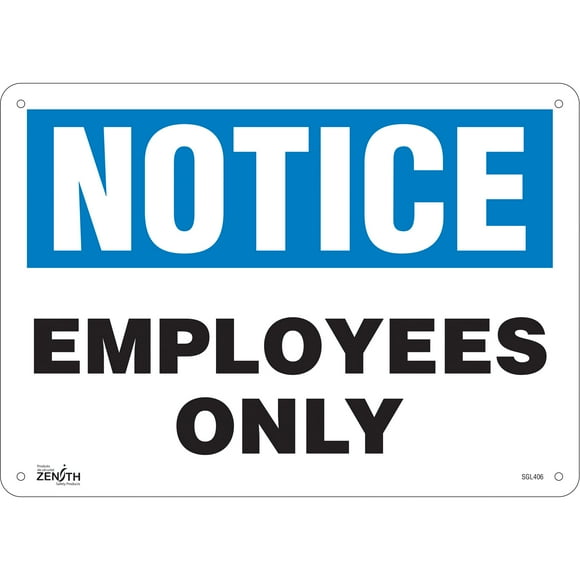Employees Only Sign, 10" x 14", Aluminum, English