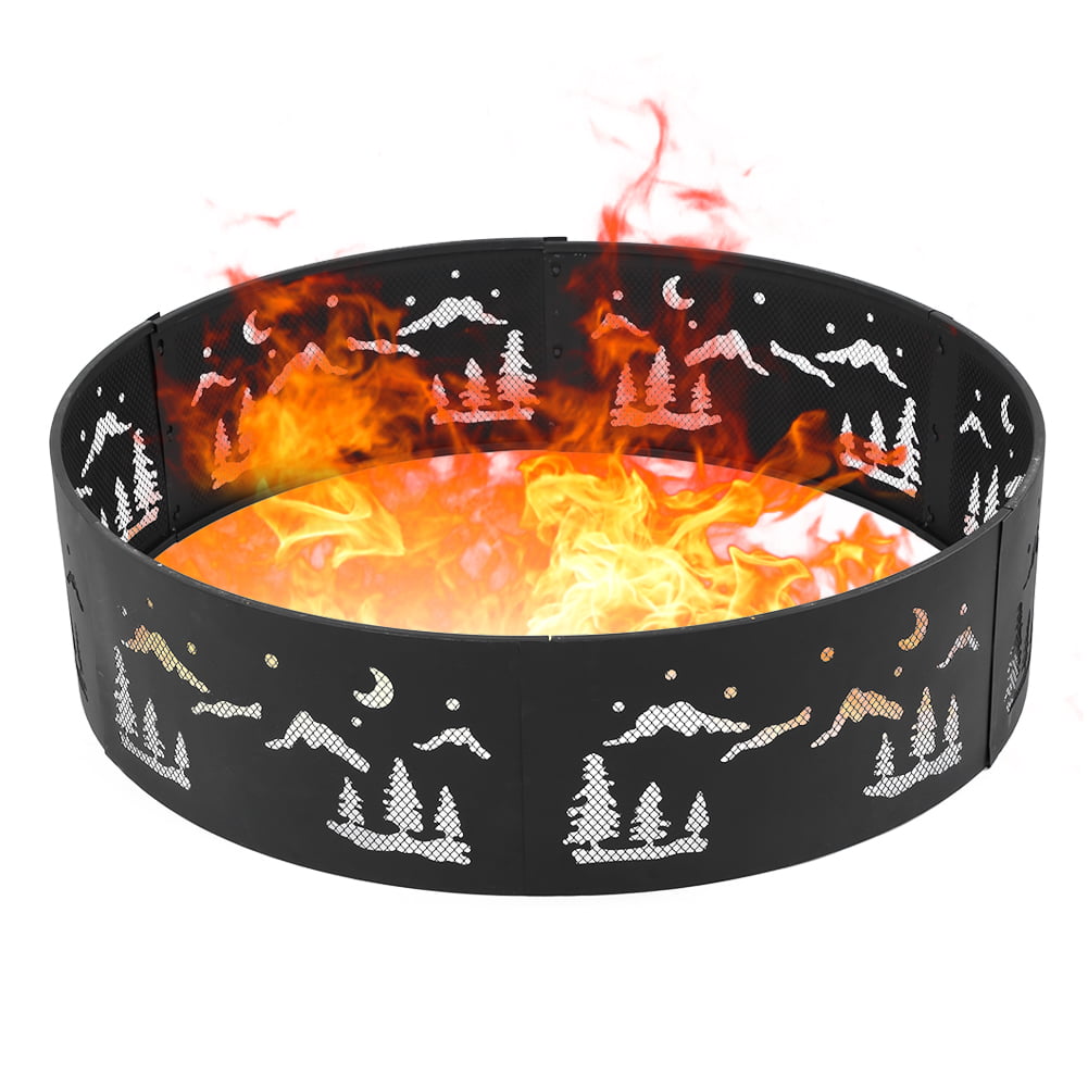 Fdit Backyard Campfire Ring,Fire Pit Ring,Iron Hollow Outdoor Wood