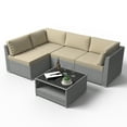 thumbnail image 4 of EAGLE PEAK 5 Piece Outdoor Wicker Patio Furniture Set with Coffee Table, Beige, 4 of 10