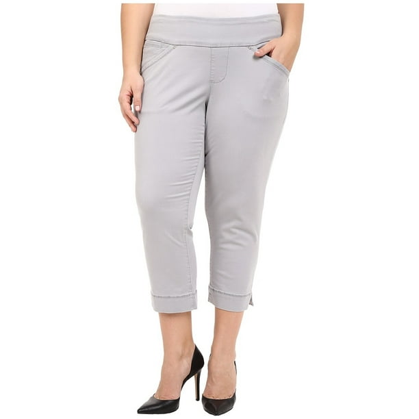 JAG Jeans Jag NEW Gray Womens Size 14W Plus PullOn Cropped Straight
