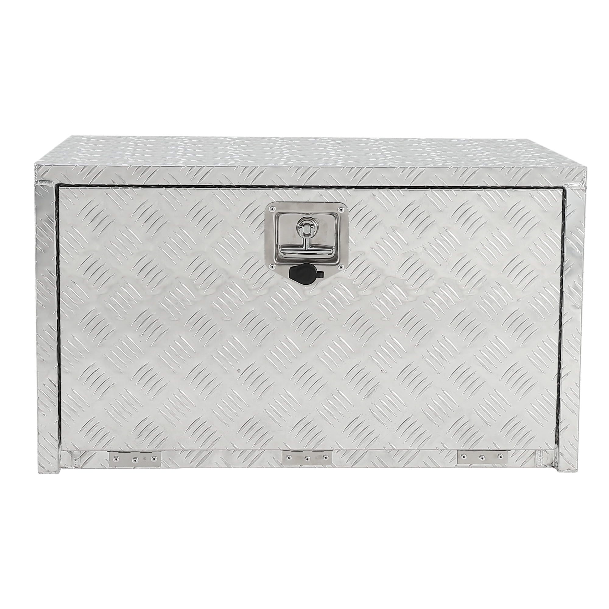 18 x 18 x 18 Inch Aluminum Underbody Truck Tool Box, Heavy Duty Waterproof Trailer Tongue Box with Lock and Keys, Storage Organizer Chest for Pickup Truck Bed, RV, Silver