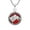 Red, variant on Fierce and Noble Wolf Red Coral Sterling Silver Round Pendant Necklace