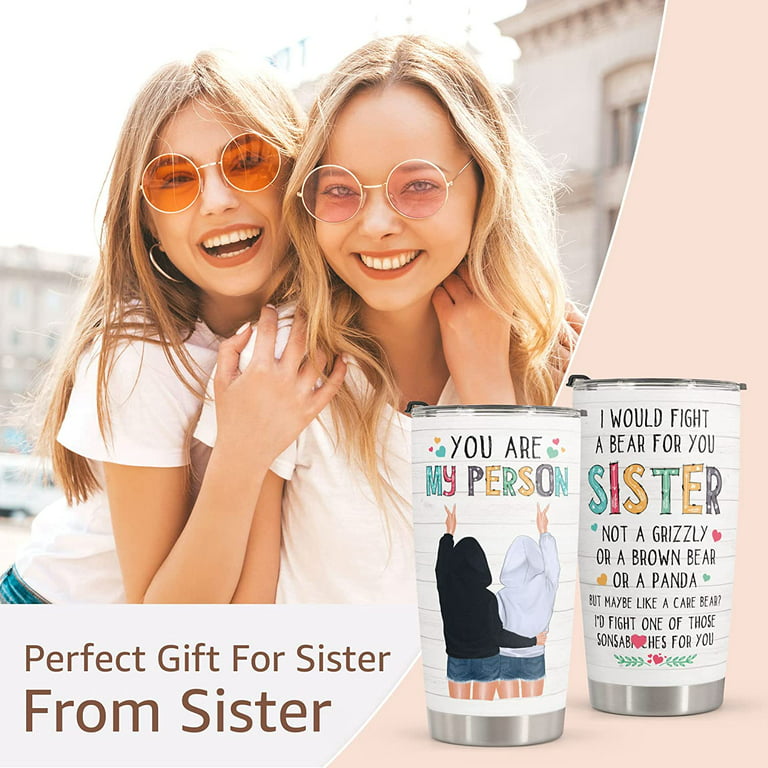 Sister Gifts From Sister - Stainless Steel Tumbler 20oz Gifts for Sisters -  Unique Gift For Sister Soul Sister From Sister - Gift For Best Friend Women  Big Sister Little Sister Birthday