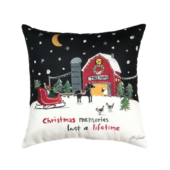 "Christmas Memories Last a Lifetime" Christmas Scene Indoor/Outdoor Throw Pillow, 18" x 18"