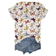thumbnail image 4 of kingque Womens Floral Prints V Neck Short Sleeve T-Shirt Print Casual Tee Loose Shirts Tops 2XS-8XL, 4 of 5