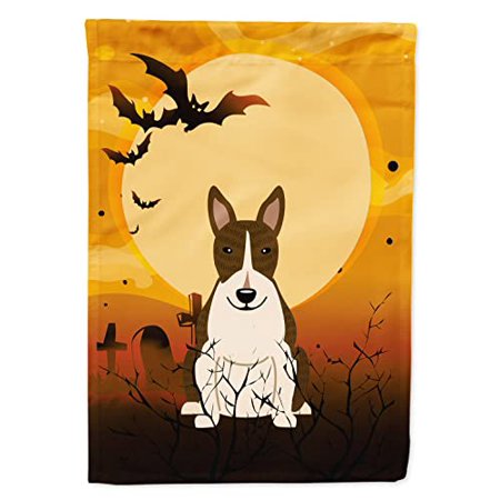 Caroline s Treasures BB4402GF Halloween Bull Terrier Dark Brindle Flag Garden Size   Garden Size  multicolor