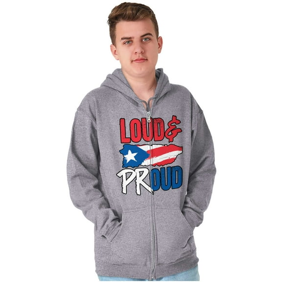 Puerto Rico Nuyorican Proud Borinquen Zip Up Hoodie Men's Women's Brisco Brands S
