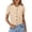Beige, variant on Womens Knit Cardigans Round Neck Short Sleeve Button-Front Cropped Comfortable Casual Everyday Summer Tops Brown XL