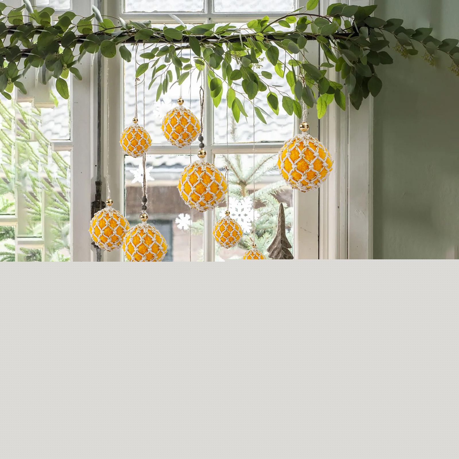 thumbnail image 2 of Hvmvliv Christmas Tree Ornaments (1pc) Christmas Hanging Balls Decoration Flocking Balls Decoration Mesh Handmades Knitted Room Hanging Balls Christmas Decoration Yellow, 2 of 6