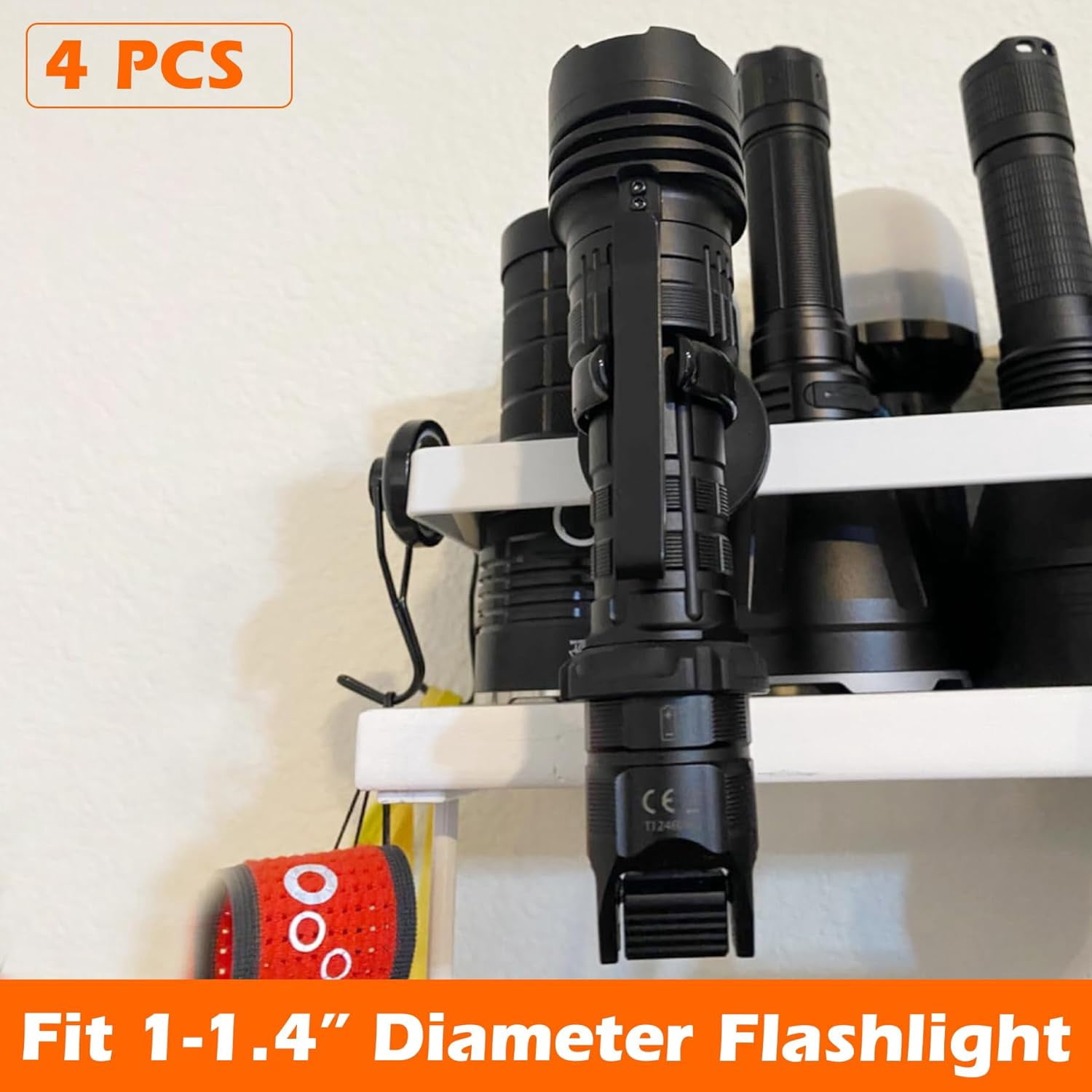 ABCISI 4PCS Universal Magnetic Hooks, Anti-Slip Magnetic Mount Heavy Duty Hooks for Flashlight Holder, Large Opening Durable Magnets Flexible Clamps for Garage Organize Garden Workshop Tools Storage