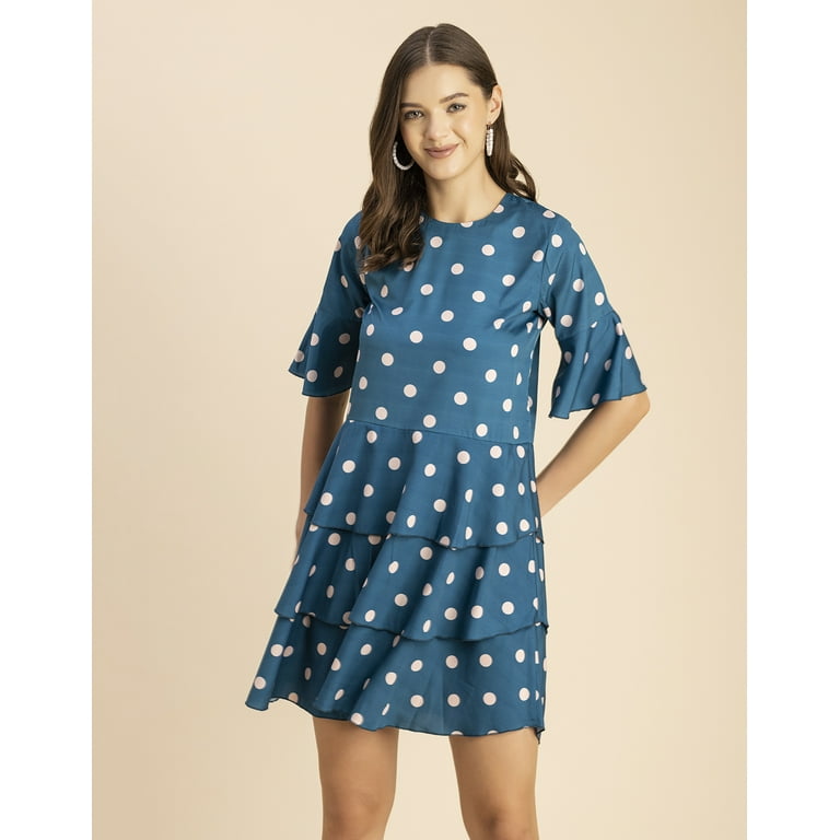 Moomaya Romantic Printed 3 4 Sleeve Drop Waist Dress Women s Boho Midi Dress Walmart