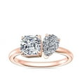thumbnail image 1 of 1.00 Carat Excellent Asscher & Pear Cut Real Diamond Latest Design Two Stone Ring for Ladies Solid 14K Rose Gold Size 7.5, 1 of 8