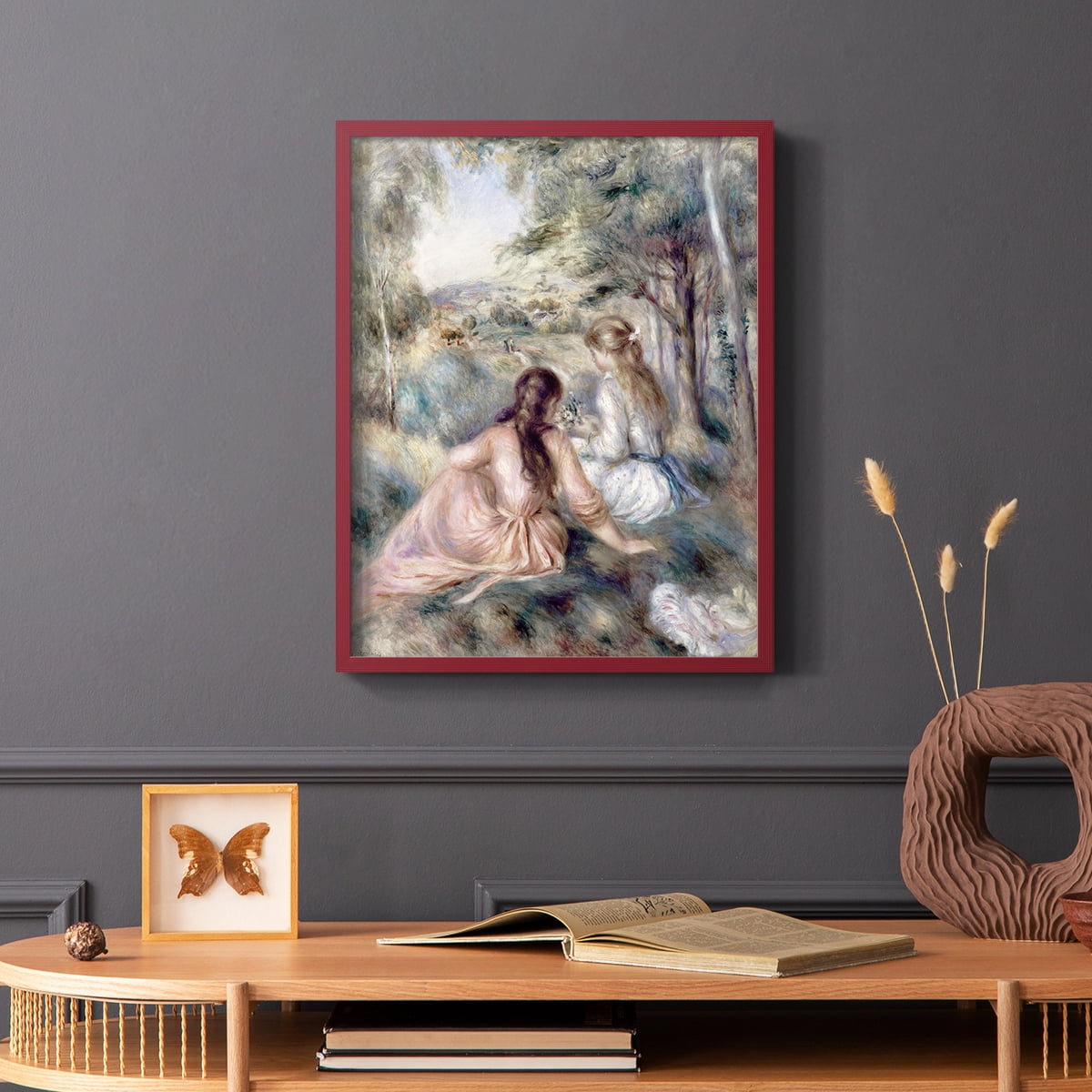 In The Meadow in Red Solid Wood 8 x 10 Framed Print