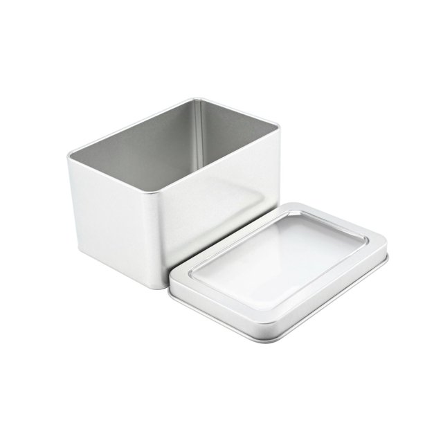 Caja de hierro para embalaje con ventana rectangular, accesorios y piezas, caja de hierro para embalaje general, caja de hojalata