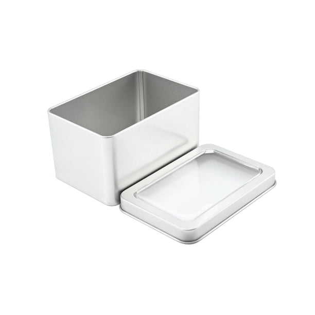 Caja de hierro para embalaje con ventana rectangular, accesorios y piezas, caja de hierro para embalaje general, caja de hojalata