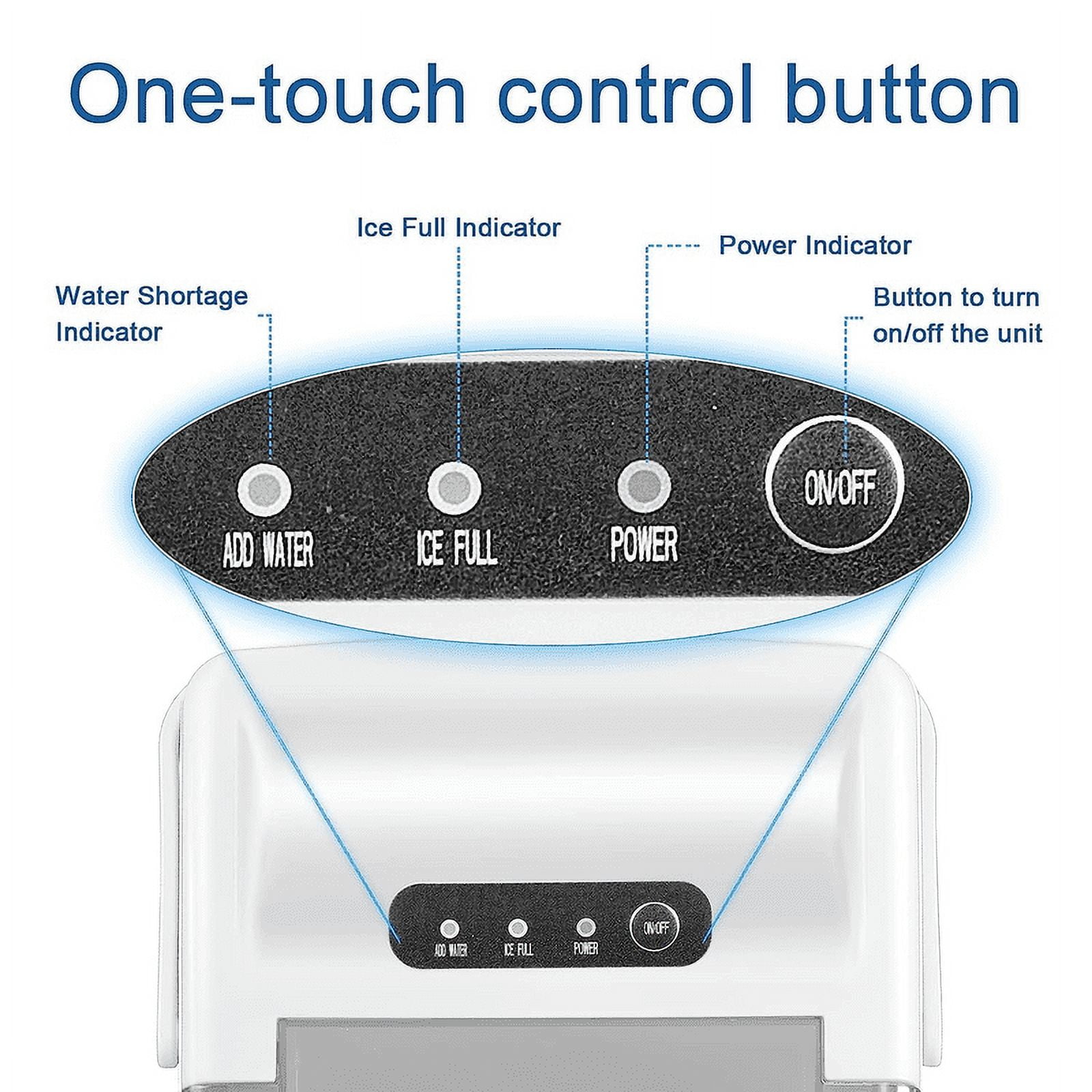 YUKOOL Countertop Ice Maker with Handle Portable Ice Maker, 26lbs/24 Hours, 6 Minutes/9 Ice Cubes, S/L Bullet Ice, Self Cleaning, Suitable for Home, Kitchen, Office, Leisure Area(WHITE)