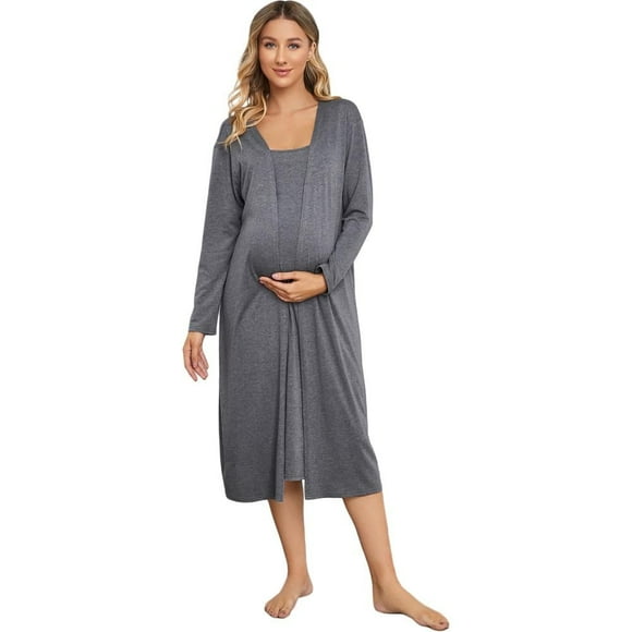 MesaSe Maternity Robe 2 in 1 Labor Delivery Nursing Gown Hospital Breastfeeding Dress Bathrobes