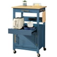 thumbnail image 3 of Best Choice Products Rolling Kitchen Island Cart, Cabinet W/ Drawer, Sliding Tray, Outlet, Wheels, Hooks - Slate Blue, 3 of 11
