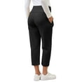 thumbnail image 3 of INSPIRE CHIC Women's Mother's Days Cotton Maternity Pants Pleated Over Belly Straight Elastic Waist with Pocket Slack Pregnancy Lounge XL Black, 3 of 6