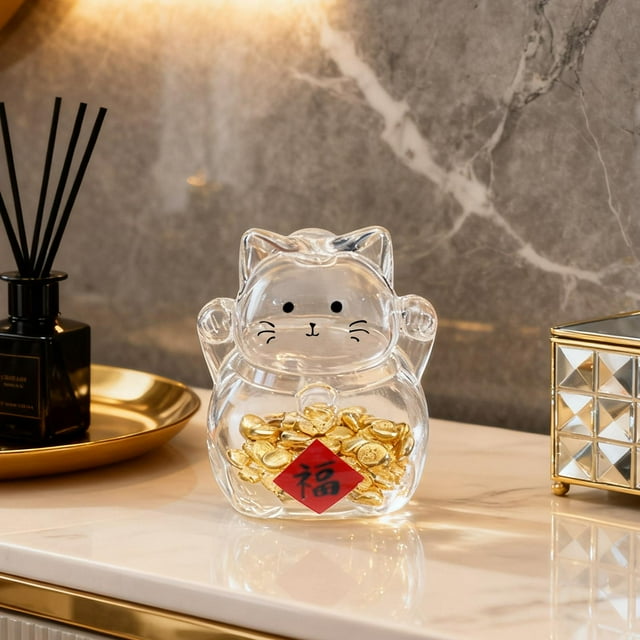 Elodie Bocal en Verre Chat 3D pour Économiser de l'Argent pour Cadeau d'Anniversaire pour Enfants Robuste Polyvalent Style E