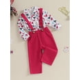 thumbnail image 4 of Newborn Pants Outfits 6M 12M 18M 24M 3Y 4Y Little Boys Christmas Hat Print Button Down Shirt and Overalls Set Toddler 2 Piece Pants Suits, 4 of 9