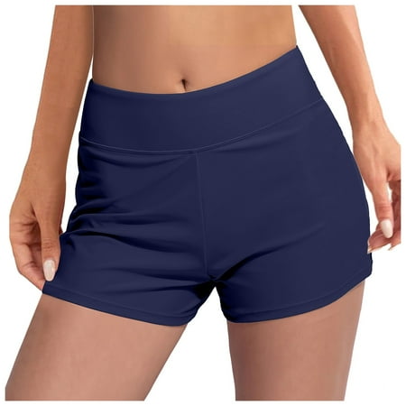NOLDARES Women Twist Bikini Bottom Moderate High Cut Bathing Suit Bottoms Ruched Swimsuit Bottom(Dark Blue L)