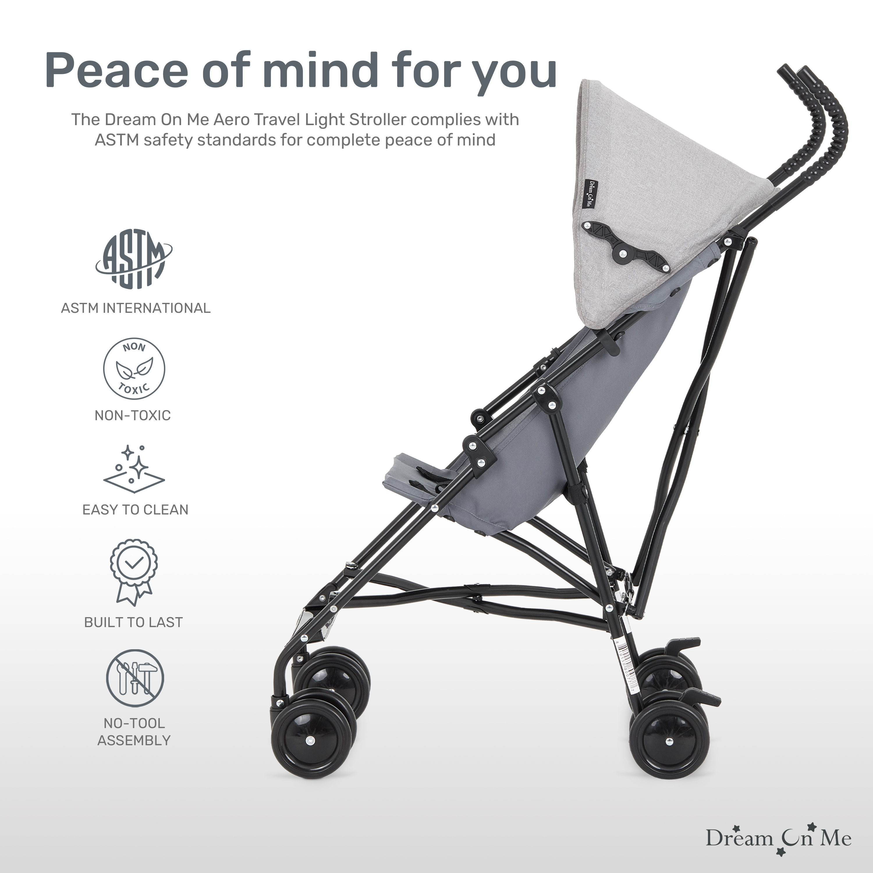 Dream On Me Aero Travel Light Stroller, Gray photo 3