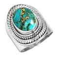 thumbnail image 1 of 925 Sterling Silver Ring For Women Copper Blue Turquoise Gemstone Silver Ring December Birthstone Hand Made Silver Ring Size 12.5 Valentine's Day Gift For Ladies Gemstone 925 Silver Jewelry, 1 of 6