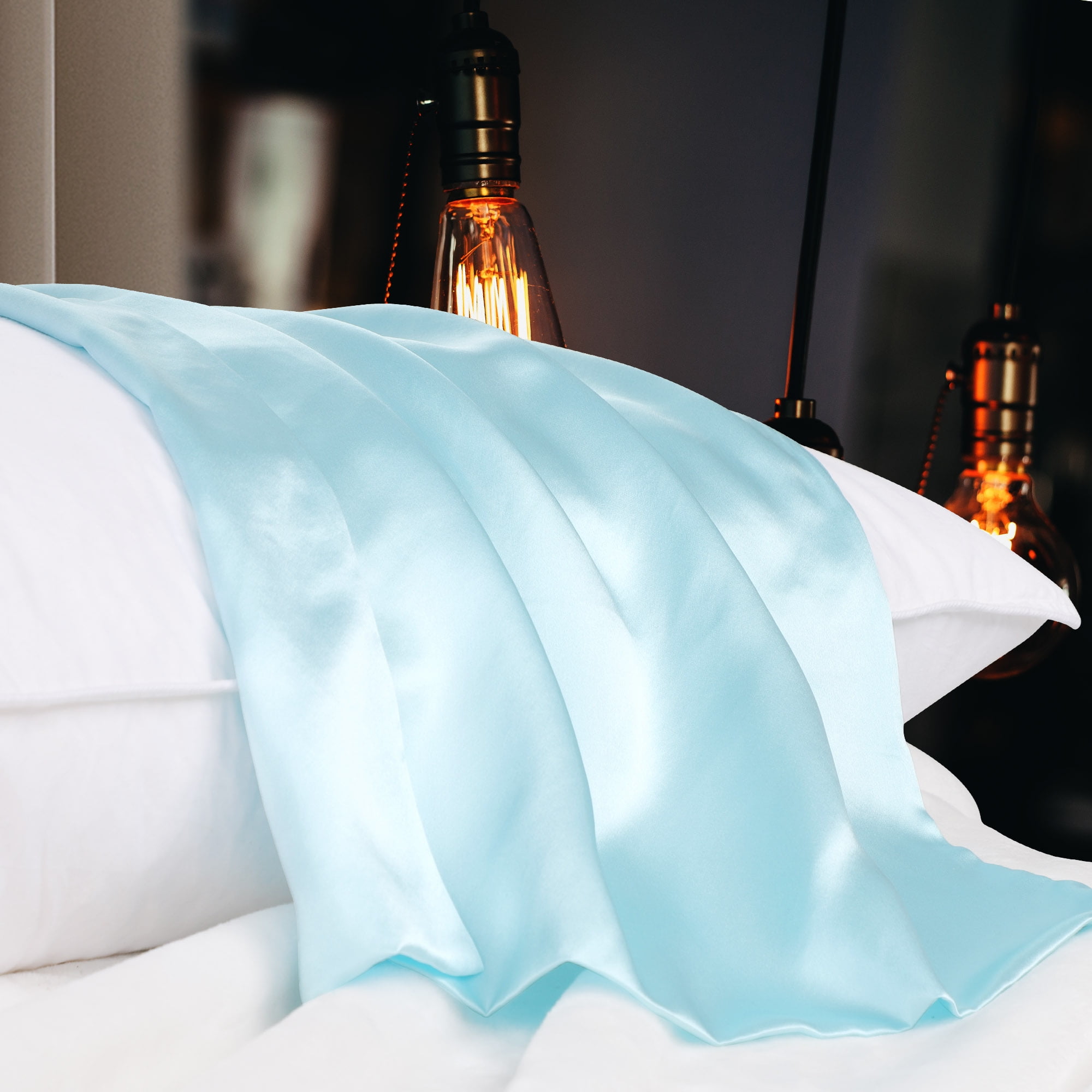 PiccoCasa 19 Momme Silk Pillowcase for Queen Size Pillow, Light Blue, 20"x30"