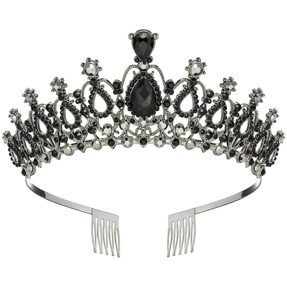 Black Headband for Women Girls Princess Elegant Crown with Combs Women's Headbands Bridal Wedding Prom Birthday