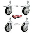thumbnail image 2 of 5 Inch Black Polyurethane Swivel ½ Inch Stem Caster Set with Total Lock Brake, 2 of 2
