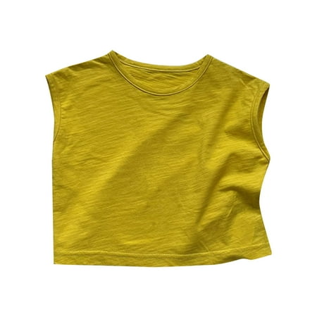 

Toddler Baby Boy And Girl Summer Round Neck Sleeveless Solid Color Tank Top Cute Home Wear Girls Raglan Shirts Girls 7-8 Clothes