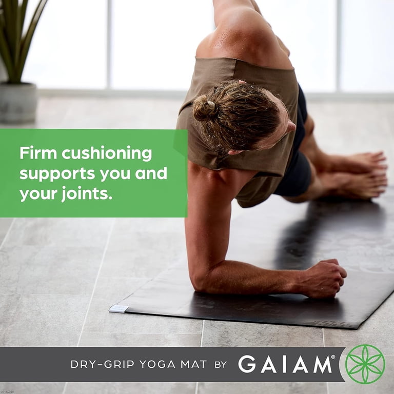 Gaiam 5mm Non-Slip Yoga Mat - Dry-Grip Surface For Hot Yoga, Pilates & Floor Workouts, 68x24 Inches